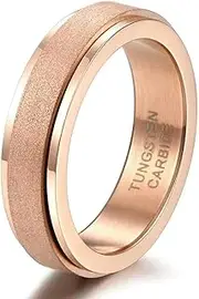 [Wozya] Unisex Women Men Rotatable Ring Tungsten Carbide Frosted Surface Matte Wedding Band Party Spinner Rings