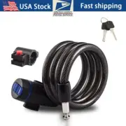 2 Keys Cable Bike Lock 8mm 4ft Extra Thick Level 2 Security Steel Core Black