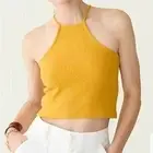 J Crew Vintage Rib Cropped Halter Tank Bronzed Ochre / Yellow Size Small NEW