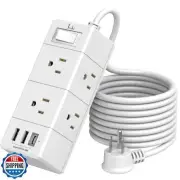 10Ft Extension Cord Flat Plug Power Strip - Tcstei 3-Side Outlet Extender wit