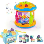 Baby Blocks Set with Storage Bucket, Building Block Toys STEM Educational Tod...