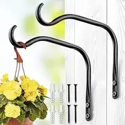 Lifyzoon Durable Plant Hangers Brackets: 2 Pack 6/8/12 Inch Outdoor Metal Hanging Plant Brackets - Rustproof Wall Hooks for Hanging Flower Basket Bird Feeders Wind Chimes and Lanterns