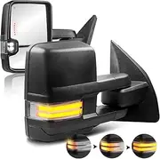2PCS Power Heated Towing Mirrors Compatible for 2003-2016 Ford F-250 F-350 F-450 F-550 Super Duty Turn light w/Sequential Clearance Lamp Running Light