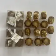 22 Gold Sequin Napkin Rings 2 sets of 4 NIB (8 Total) Plus 14 Preowned