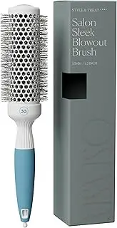 Professional Round Brush for Blow Drying - Small Ceramic Ionic Thermal Barrel Brush for Sleek, Precise Heat Styling and Salon Blowout - Lightweight Round Hair Brush (1.3 Inch) (Not Electrical)