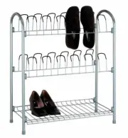 Metal 12 Pair Shoe Organizer Storage Rack Free Standing Bottom Shelf Boot Closet