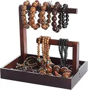 [Generic] Jewelry Stands 2 Tier Display, Wooden Jewelry Towel Organizer, Earrings Jewelry Tray Display, Personal Exhibition Jewelry Stand, Retail Show Jewelry Display Stand, Stylish Jewelry Stands for Women