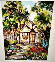 Printed needlepoint Tapestry Gobelin 50x60 Cm Cottage Canvas Only