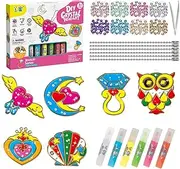 Crystal Paint Arts and Crafts Set Ornaments | Window Suncatchers with Crystal Pendant,Art Kits for Kids Christmas, Creativity Christmas Arts, Craft Set for Pendant & Necklace