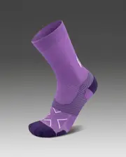 Vectr Light Cushion Crew Socks, 2XU, L, Thistle/White, Unisex