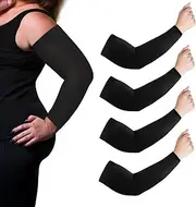 [VELISDE] 2 Pairs Plus Size Arm Sleeves Men Women XXL UV Sun Protection Cooling Ice Silk Cover Compression Arm Tattoo Driving