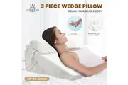 Bed Wedge Pillow Set Triangle Sofa Cushion Neck Back Head Knee Support Memory Foam Cool Gel Leg Elevation Pregnancy Side Sleep Adjustable