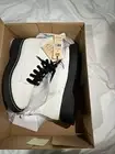 Madden NYC 7 Nappa White Zip Up Combat Moto Boots NWOB | Like Docs Faux Leather