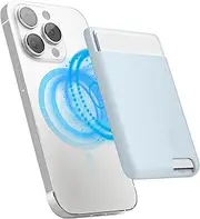 elago Magnetic Wallet Card Holder 2-Cards Compatible with MagSafe, Compatible with iPhone 16/15/14/13/12 Series- Secure Phone Wallet, Long Last Silicone, Scratch and Damage Protection (Light Blue)