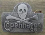 COPENHAGEN WITH SKULL/CROSSBONES BELT BUCKLE 3.25 BY 2.5 "NEW