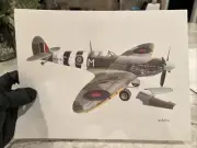 NOS Vintage 1979 Supermarine Spitfire British Fighter Plane WW2 Print 9x12”