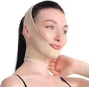 Post Surgical Chin Strap Bandage for Women - Neck and Chin Compression Garment Wrap - Face Slimmer, Jowl Tightening, Chin Lifting (Large (Pack of 1))