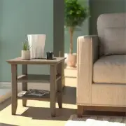 Simpli Home Acadian Wood 19" Square Transitional End Table in Gray