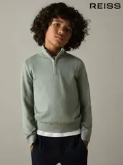 Reiss Herb Green Blackhall 3-9 yrs Merino Wool Half-Zip Funnel Neck Jumper (AJ9003) | $60