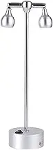Rechargeable Wireless Table Lamp with Battery, ACMHNC Outdoor LED Table Lamp with 2 Adjustable Rotatable Spotlights, 3000 mAh, Desk Lamp for Counter Jewellery Restaurant Bar, Silver/6000K