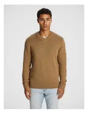 [yd.] Thornton V Neck Knit Jumper in Camel