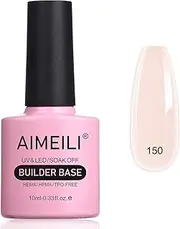 AIMEILI 5 in 1 Builder Base Nail Polish Gel, Strengthener Gel Translucent Cover Soft Nude Color Jelly Gel Hard Gel Nail Extension Nail Enhancement Reinforce Lacquer Gel 10ML-150
