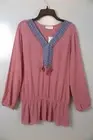 NWT Abree Mauve 100% Cotton Peasant Top Size L Made in USA