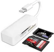 Lightning to SD Card Reader for iPhone, [Apple MFi Certified] SD/TF/XD Memory Card Reader for iPhone, Supports SD/TF/XD Cards Trail Camera Viewer for iPhone 14 13 12 11 XS XR X 8 iPad, Plug and Play
