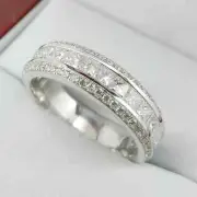 14K White Gold Plated Men's Round Lab-Created 2.5 CT Wedding Band Ring
