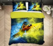3D Yellow Parrot ZHUA1101 Bed Pillowcases Quilt Duvet Cover Set Queen King Zoe