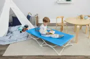 My Cot Pals Small Single Portable Toddler Bed , Raccoon, Blue , 48x24.5x9 Inc...