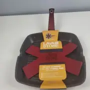 Lava Stone Grill Pan Non- Stick 11" Square Die Cast Aluminum Red New