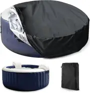 Hot Tub Cover Round Outdoor Waterproof Polyester Outdoor Spa Covers for Bathtub/Bubble Message Spa Outdoor Portable 185*110cm