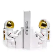 Astronaut Piano Player Bookends, Space Theme Bookends Gold Resin Spaceman Fig...