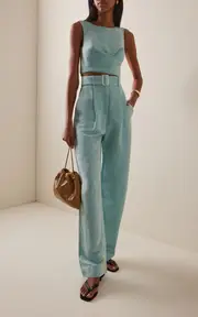 [Matthew Bruch] Pleated Linen-Blend Barrel Pants