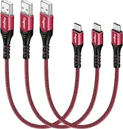 [Fasgear] Short USB C Cable, 3 Pack 1ft/30cm USB Type C 2.0 Cable Fast Charging and High Speed Data Transfer Cable for Moto G6,7 Galaxy Note 10 S9 S8 Oneplus 7 pro Sony Xperia L1 XA2 Huawei P20 Lite Redmi Note 7 (Red)