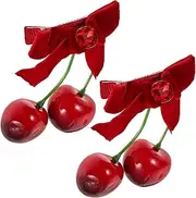 VICASKY 1 Pair Cute Cherry Bow Hair Clips for Adorable Alligator Clips for Autumn Winter Soft Material Versatile Styling for Everyday and Holiday Wear
