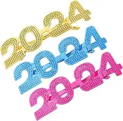[JEWEDECO] 3 Pairs 2023 2024 New Year Glasses New Year Photo Booth Props Funny Eyeglasses 2023 Glasses New Years Eyeglasses 2023 Eyeglasses 2023 New Year Eve Party Supplies Funny Sunglasses