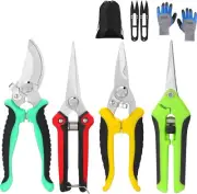 6 Pack Garden Pruning Shears Stainless Steel Blades, Handheld Scissors Set with
