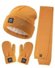 Baby Beanie Mittens Scarf Set,Toddler Kids Winter Hat and 6-36 Months Camel