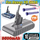 9500mAh Battery For Dyson V8 SV10 Absolute Animal 967834-02 Fluffy + 2x Filters