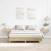 vidaXL Sonoma Oak Engineered Wood Bed Frame 150x200 cm - Modern Bedroom Furniture with Slatted Base