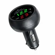 1Pcs 3 In 1 Car Digital LED Thermometer USB Charger Lighter Voltmeter