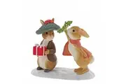 Beatrix Potter Peter Rabbit Miniature Figurine - Flopsy and Benjamin Bunny Under the Misteltoe
