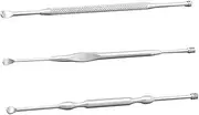 Outanaya 3Pcs Sturdy Stainless Steel Ear Spoon Practical Double Headed Ear Wax Cleaning Tool for Safe Ear Wax Removal and Ear Silver