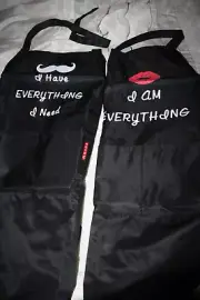 NEW Couples Aprons - 2 Piece I Have Everything I Need - I Am Everything apron