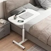 Mobile Overbed with Wheels, Height Adjustable Laptop Table with Shelf, Portable Home Office Desk Mobile Laptop Computer Standing Desk Cart with Tray for Work Study Reading