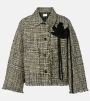 [Erdem] Erdem Floral-appliqué tweed jacket AU 20 green