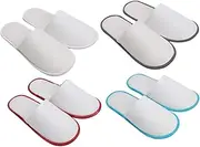 PAMINGONO 4 Pairs Fleece Hotel Slippers Slip Spa Slippers for Men Women Lightweight Breathable Design for Home Travel Salon Use