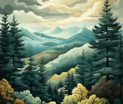 MOUNTAIN FOREST TREES HILLS #5 COMPUTER MOUSE PAD 9 X 7